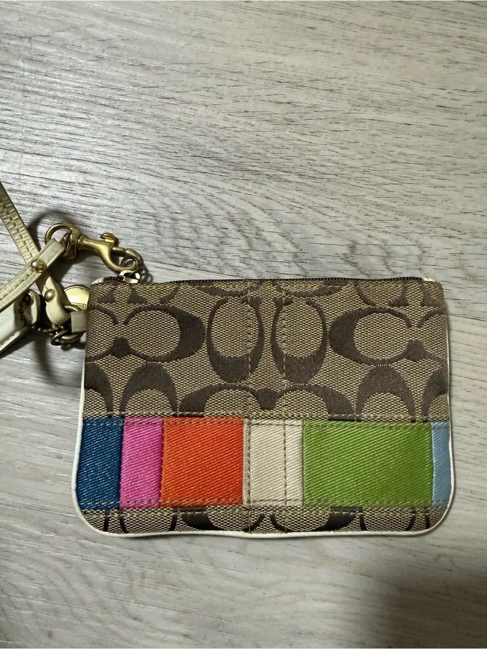 COACH Canvas Wristlet No.A0749-40542 Multicolor Pouch Wallet Authentic